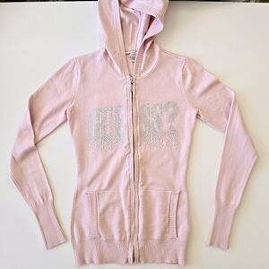 Guess Zippered Long Sleeves Top With Hoodie